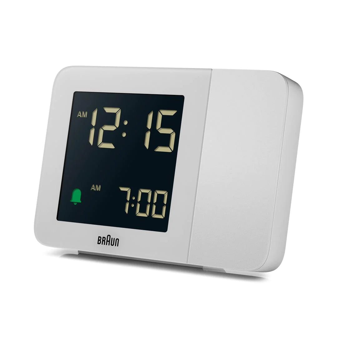 Braun Projectieklok en Wekker Digitaal BC15W-DCF│Wit│Radiogestuurd│voorkant schuin links met verlichting uit
