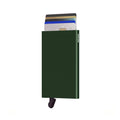 Secrid Cardprotector│art. C-GREEN│Pasjeshouder│voorkant met uitgeschoven pasjes en clip