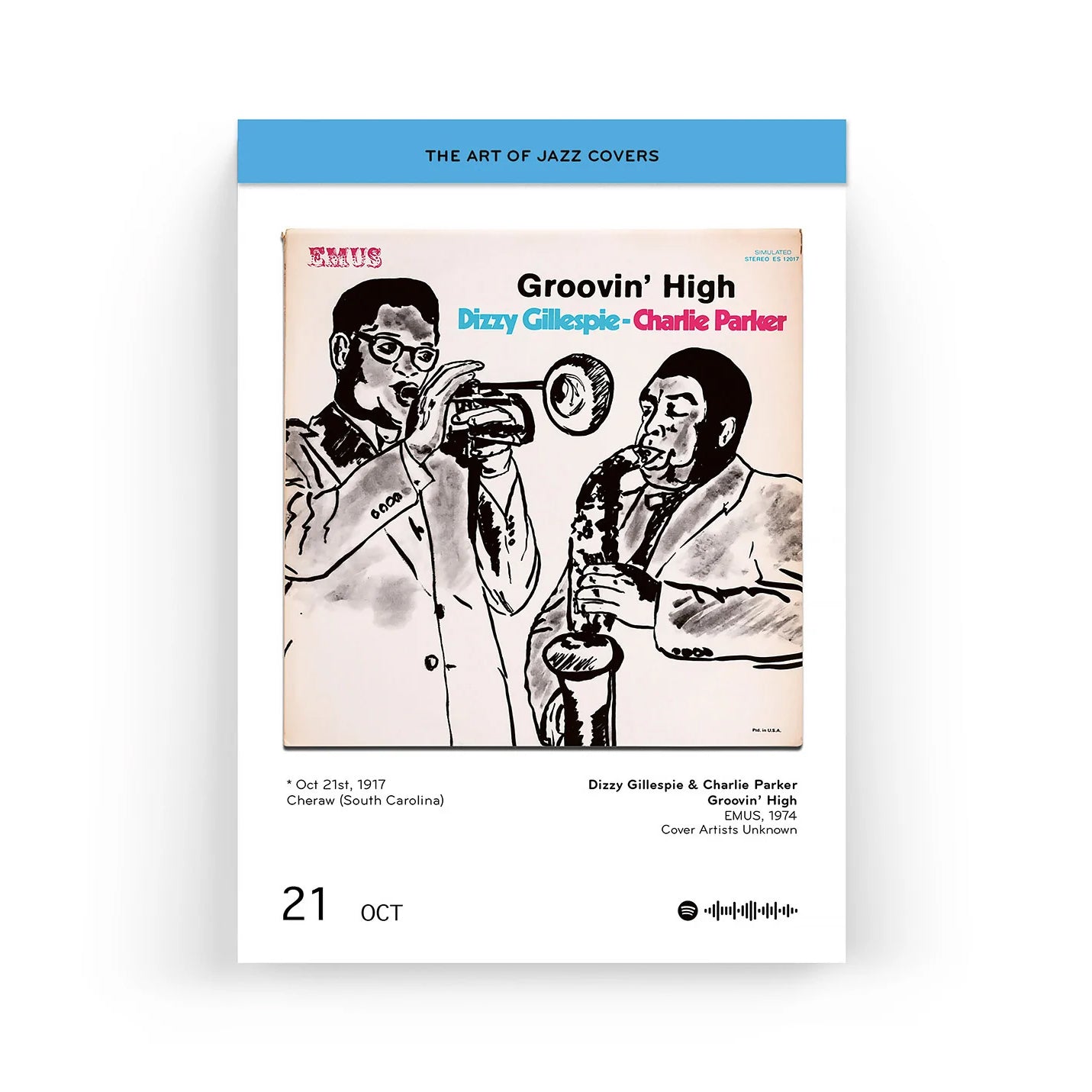 Scheurkalender The Art of Jazz Covers│Platenhoezen│art.CA-JAZZ│cover van Dizzy Gillespie - Charlie Parker
