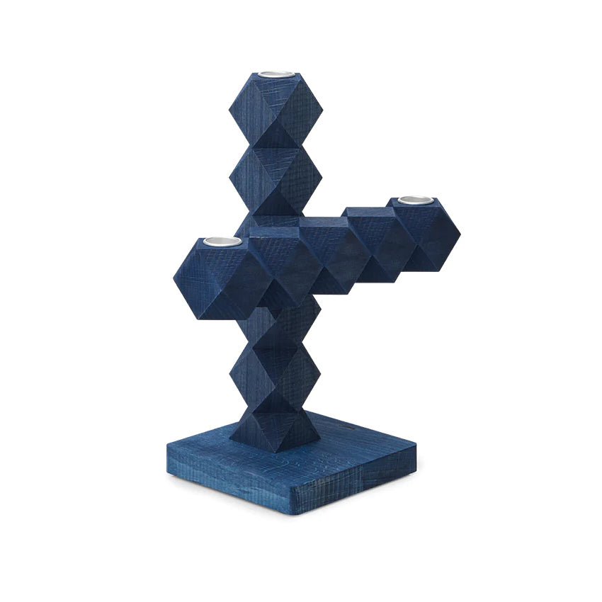 Clean Cut Kandelaar 3 Blauw│Bertjan Pot│Buro Berger│art. BJ001-03│voorkant schuin zonder kaarsen