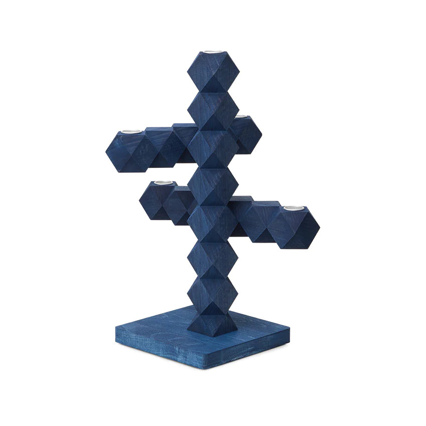 Clean Cut 5 Kandelaar Blauw│Bertjan Pot│Buro Berger│art. BJ001-06│vooraanzicht schuin