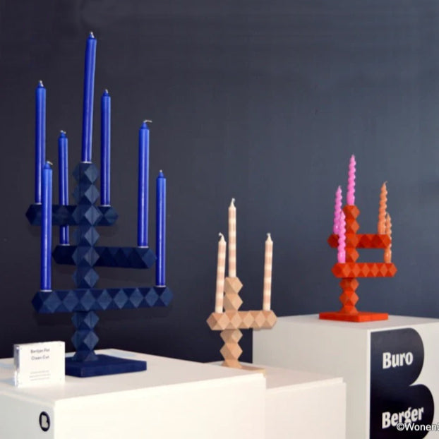 Clean Cut Kandelaar 3 Blauw│Bertjan Pot│Buro Berger│art. BJ001-03│voorkant schuin zonder kaarsen