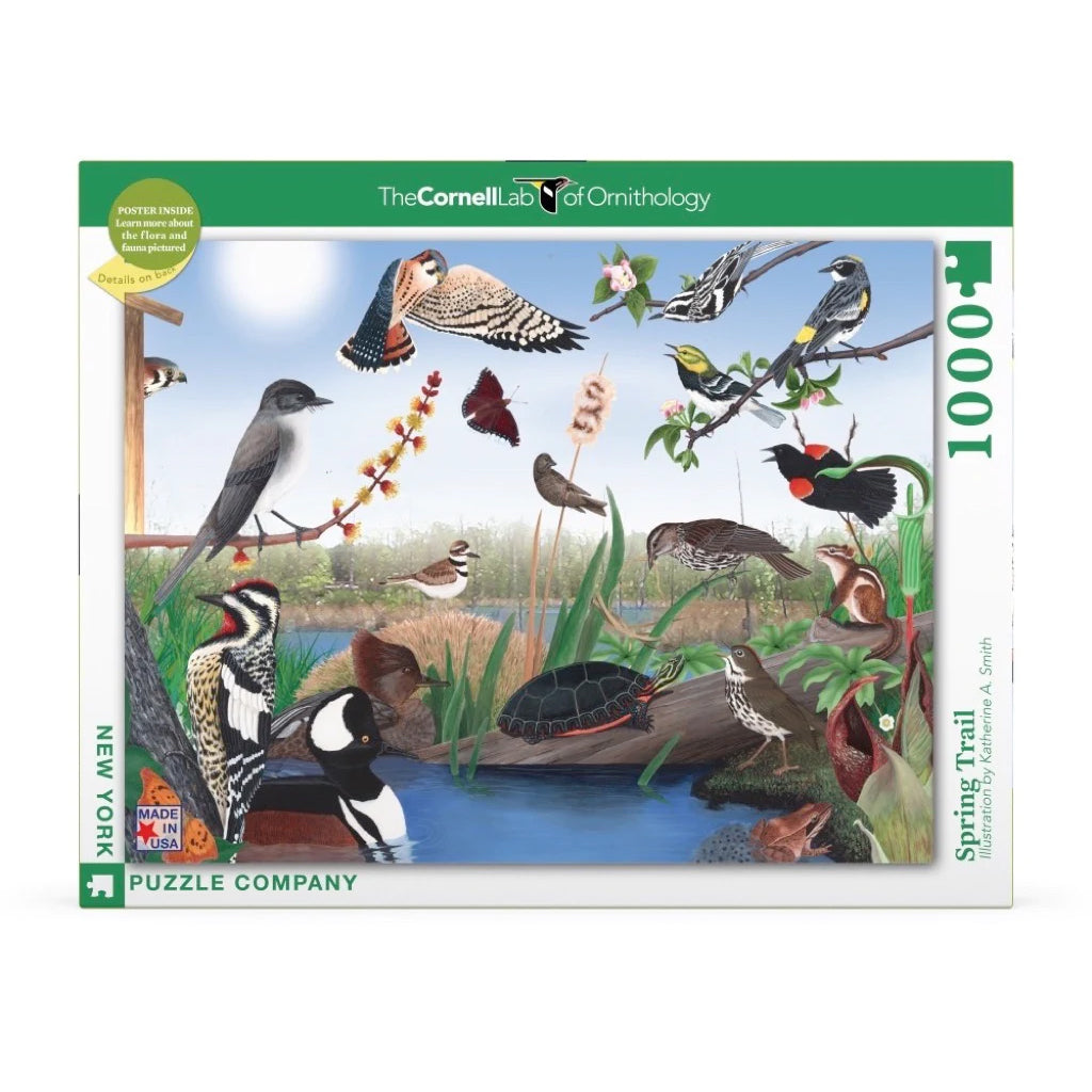 Puzzel Cornell Lab of Ornithology Spring Trail│New York Puzzel Company 1000 stukjes│art. NPZCB2267│voorkant verpakking