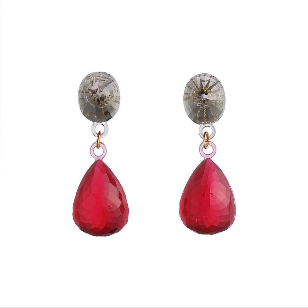 Crown Doppio Earrings Red│Corsari Jewels│Oorbellen rood│foto witte achtergrond