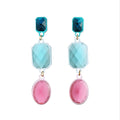 Deco Oval Earrings Pink-Turqouise│Corsari Jewels│Oorbellen│foto witte achtergrond