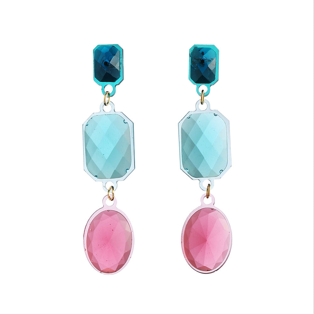 Deco Oval Earrings Pink-Turqouise│Corsari Jewels│Oorbellen│foto witte achtergrond