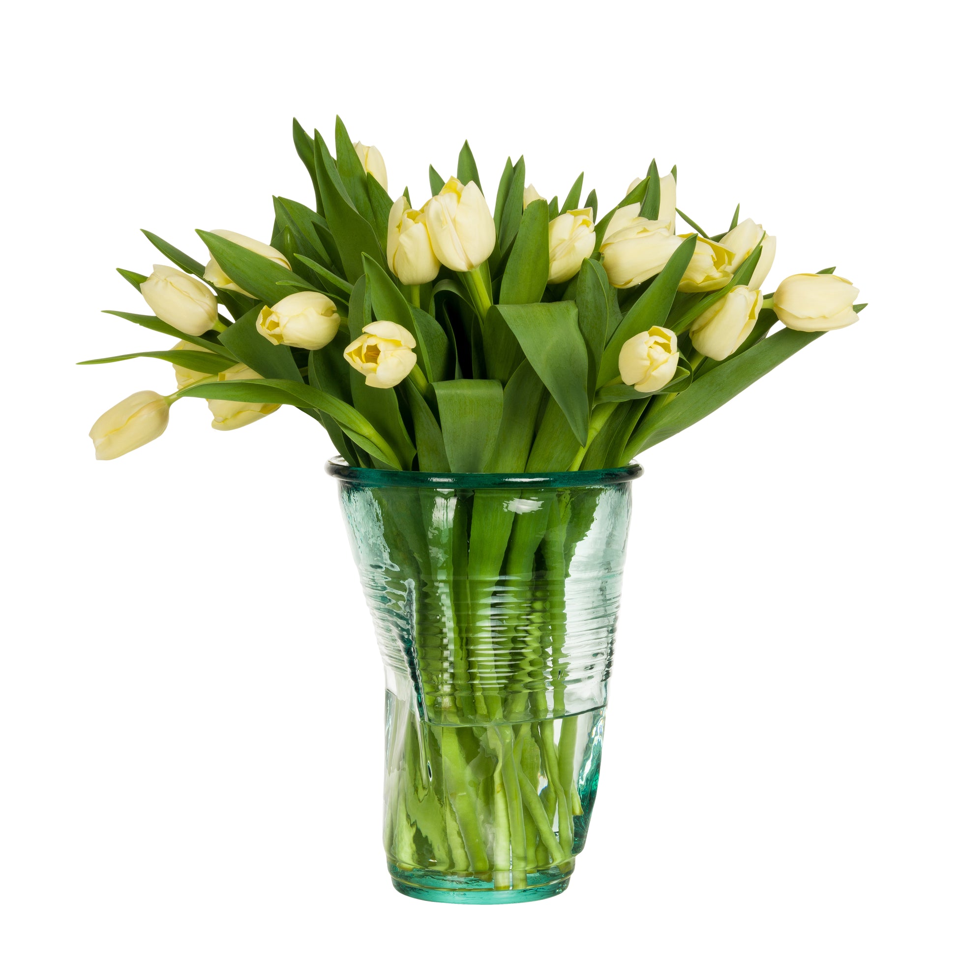 Deukvaas Glas Rob Brandt│Goods│art. DB 10.05│vaas met witte tulpen