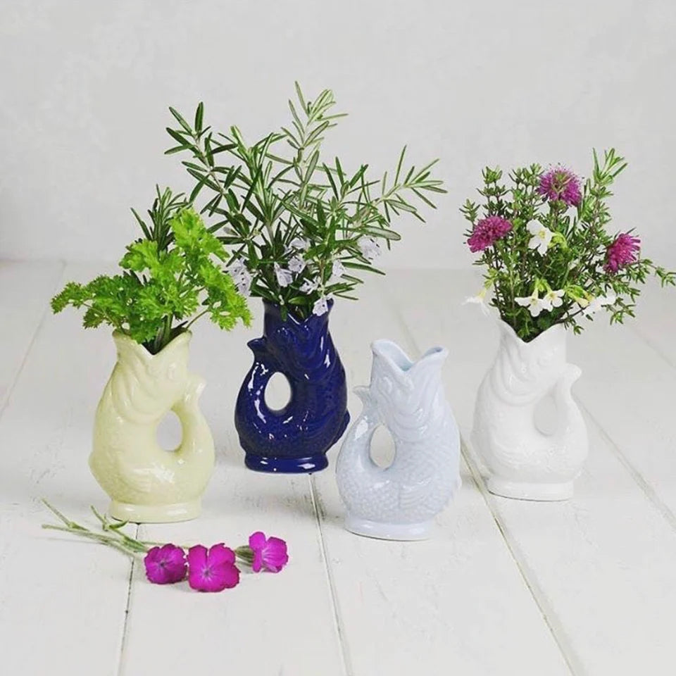 Gluckigluck Waterkaraf│Eau de nil│Guggle Jug│art. G31155/EAU/W│voorkant kan met witte achtergrond