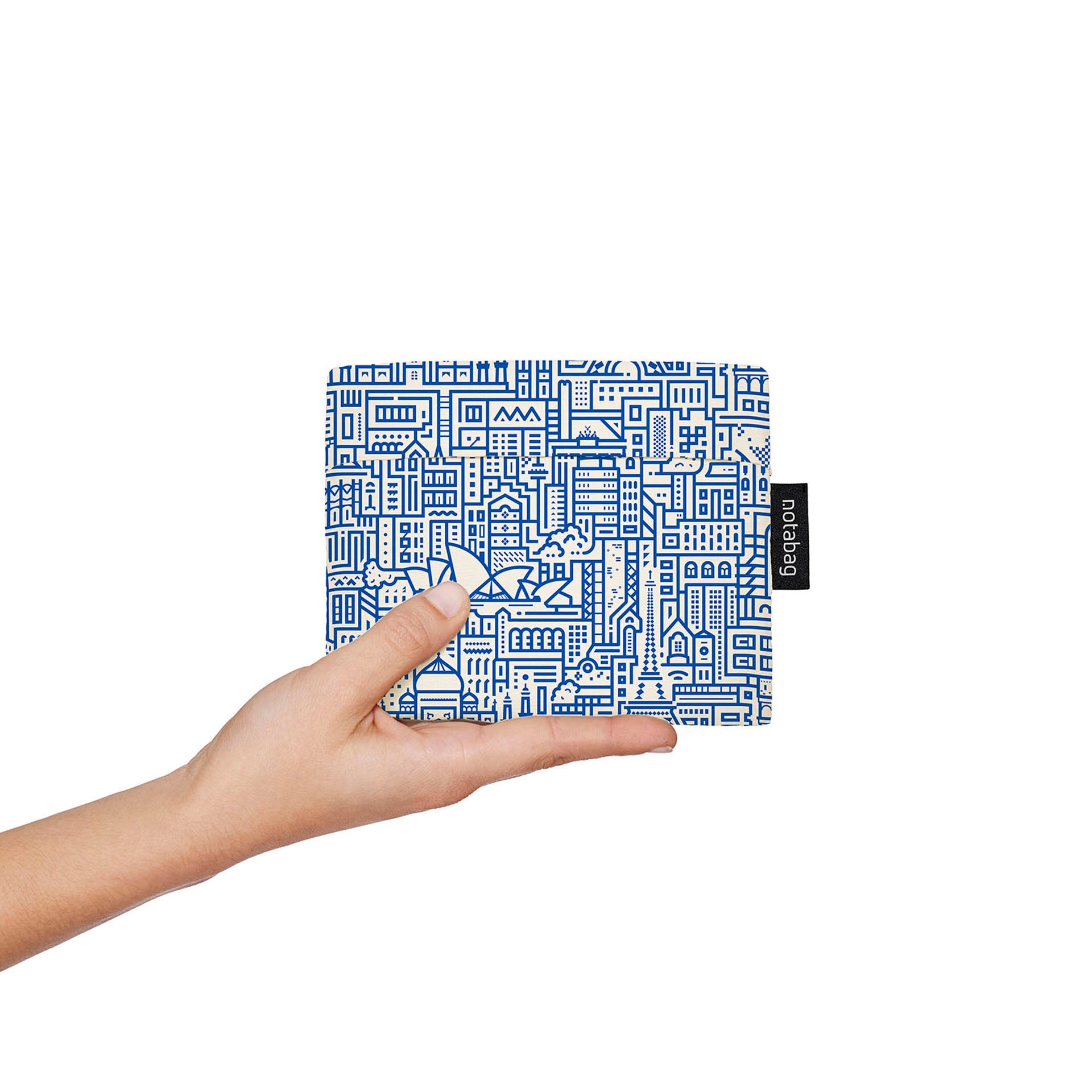 Notabag Hello World raw Blue│art. NB-CWHW-RW5│opgevouwen in tasje