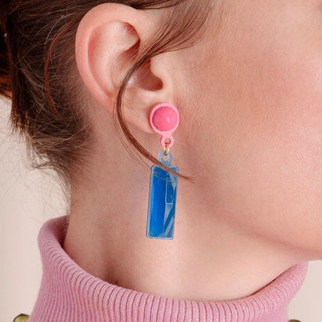 Hi lands Doppio Earrings Blue-Green│Corsari Jewels│Oorbellen│foto oorbellen in oor