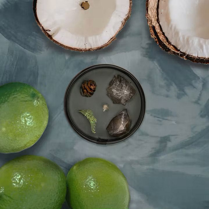 Hikaya Geurkaars│Coco Lemon Tree│foto bovenaanzicht met kokos en limoen