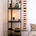 Humble One Oplaadbare Tafellamp Black Wood│Draadloos│Humble Lights│art. HUMTL00109│in woonkamer op rek met diverse accessoires
