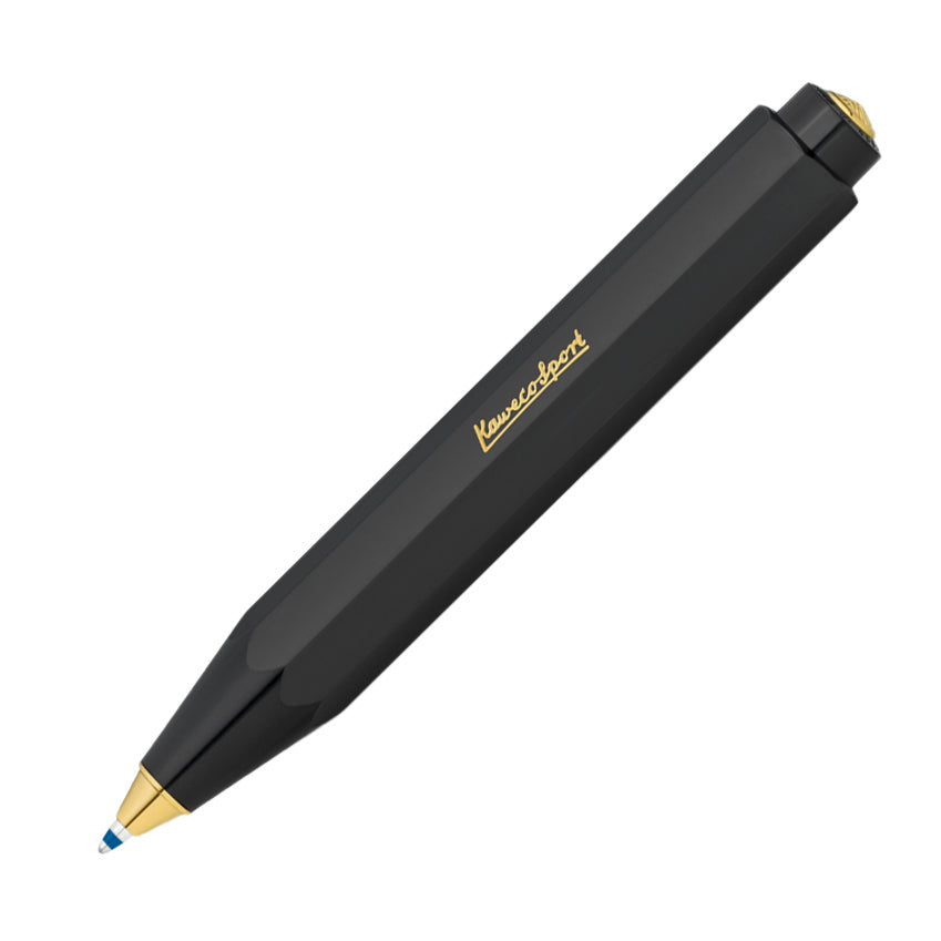 Kaweco Classic Sport Balpen Zwart│art. 1510017│schuin met schrijfpunt naar buiten