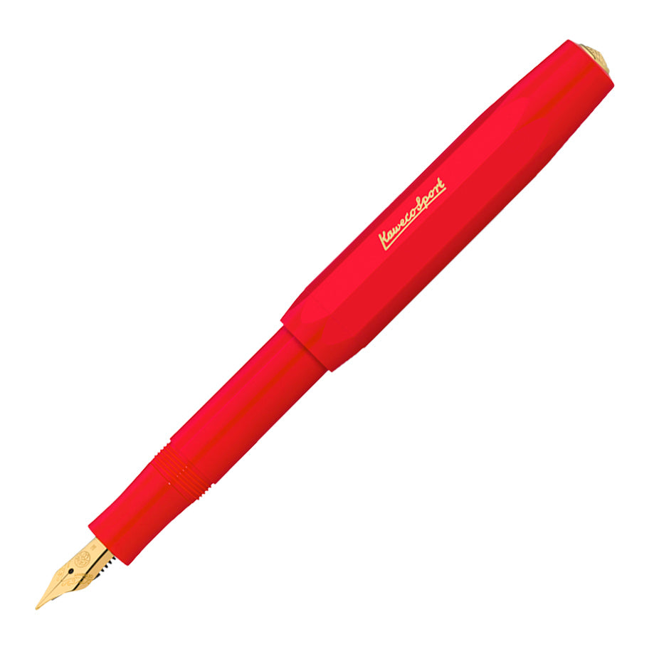 Kaweco Classic Sport Vulpen Rood│art. 1511147│schuin met dop op huls