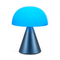 Lexon Mina large Oplaadbare Tafellamp Donkerblauw│LH65MDB│vooraazicht met blauw licht aan