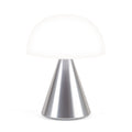 Lexon Mina Large Oplaadbare Tafellamp Aluminium│art. LH65MAP│vooraanzicht met licht aan
