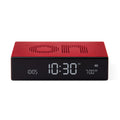 Lexon Flip Premium Wekker Rood│Art. LR152R│voorkant witte achtergrond met On-teken aan bovenzijde