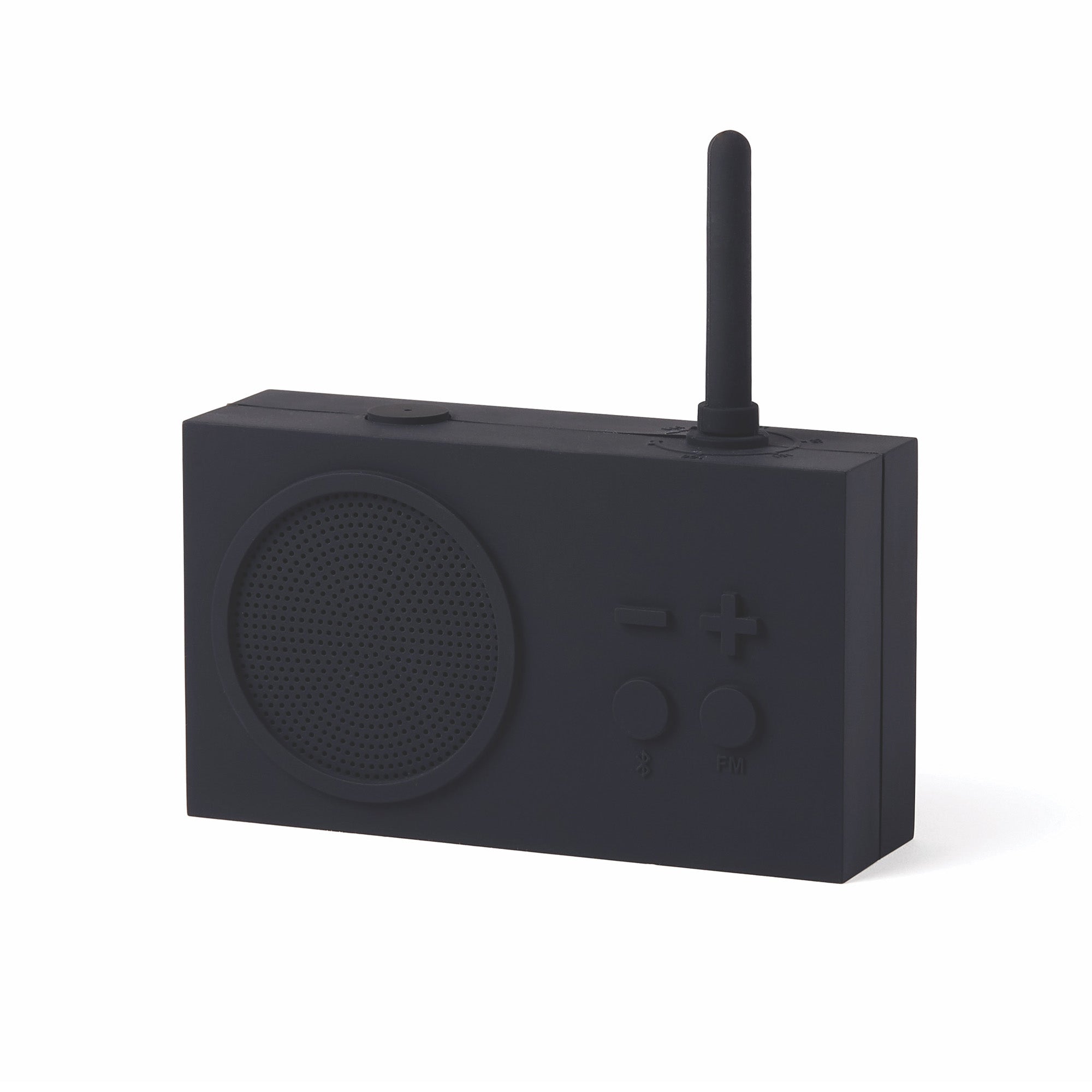 Lexon Tykho-3 FM Radio en Bluetooth-speaker│Zwart│oplaadbaar│art. LA119N1│voorkant schuin
