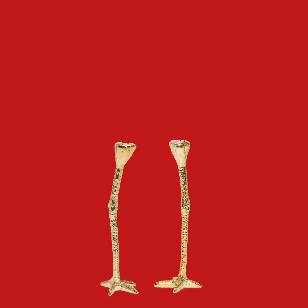 Longs Legs Kandelaar • Jasmin Djerzic • Long Legs is een set van twee kandelaars in de vorm van de poten van een reiger. Gemaakt van stevige kunsthars, en verkrijgbaar in verschillende opvallende kleuren. De zwart/gele combinatie zijn de kleuren van de poten van de kleine zilverreiger.