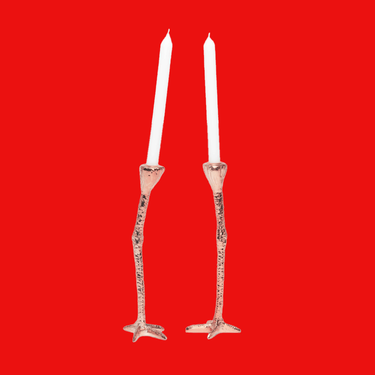 Longs Legs Kandelaar • Jasmin Djerzic • Long Legs is een set van twee kandelaars in de vorm van de poten van een reiger. Gemaakt van stevige kunsthars, en verkrijgbaar in verschillende opvallende kleuren. De zwart/gele combinatie zijn de kleuren van de poten van de kleine zilverreiger.