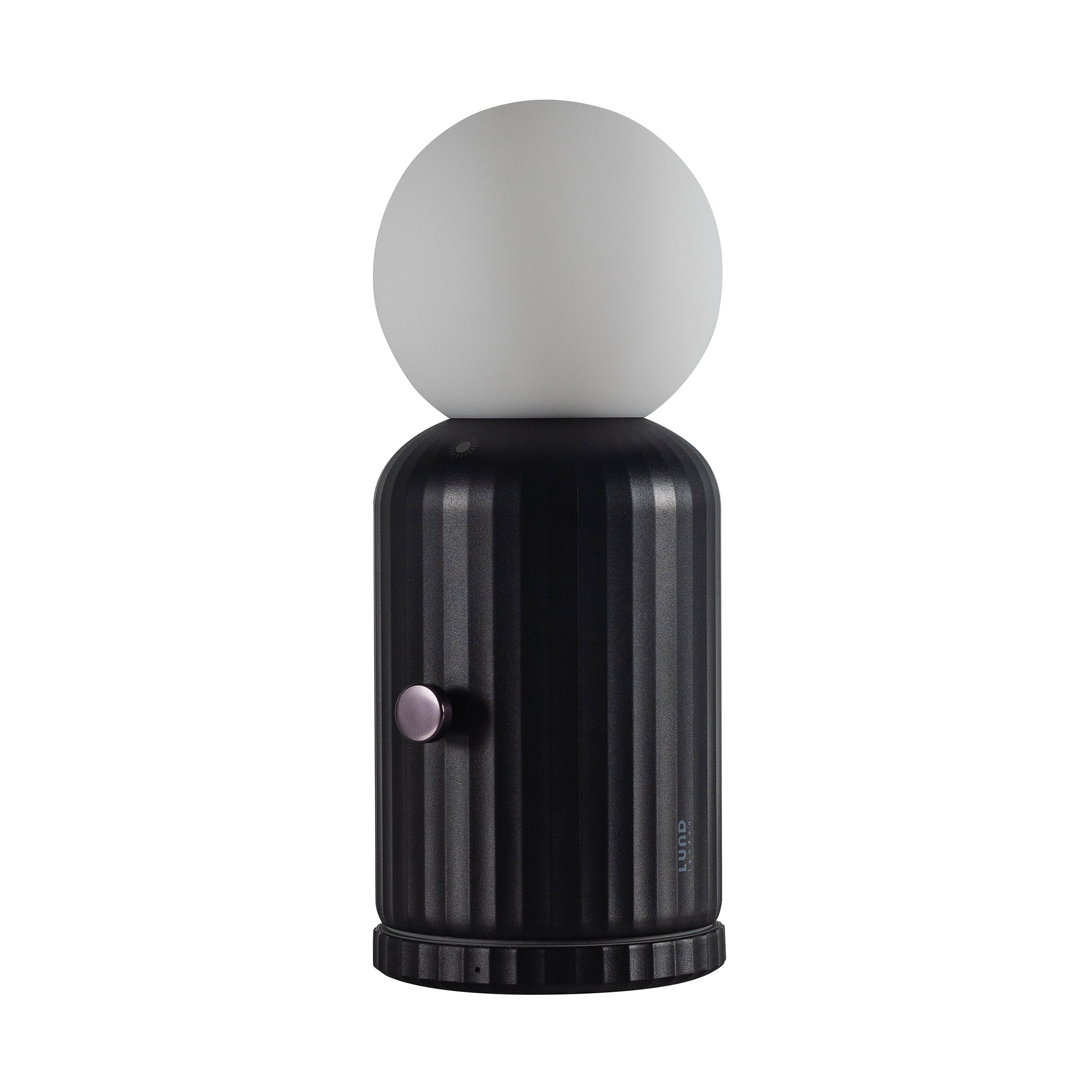 Skittle Oplaadbare Lamp Zwart│Lund London│Draadloos│foto voorkant schuin met witte achtergrond