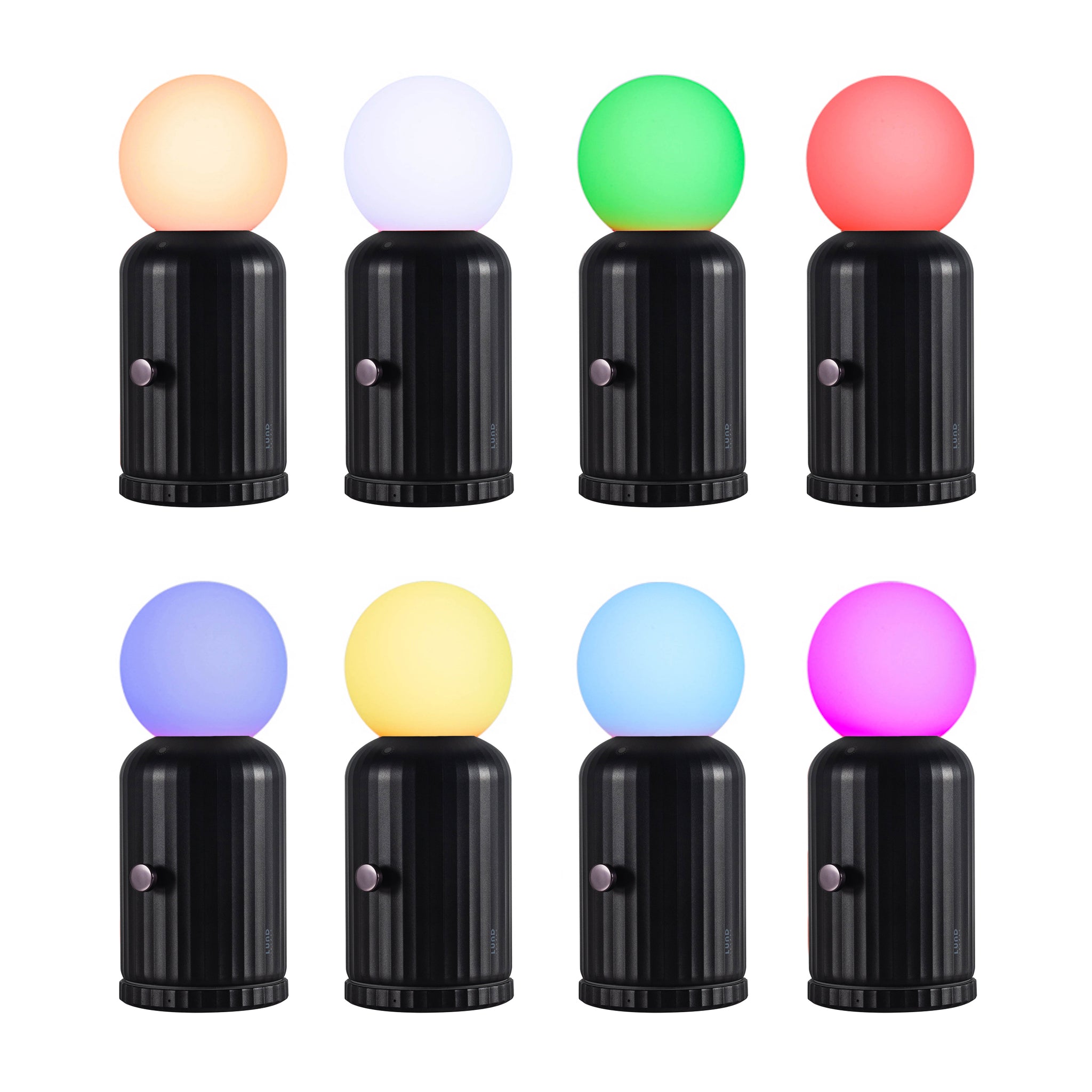 Skittle Oplaadbare Lamp Zwart│Lund London│Draadloos│afbeedling 8 verschillende kleuren licht