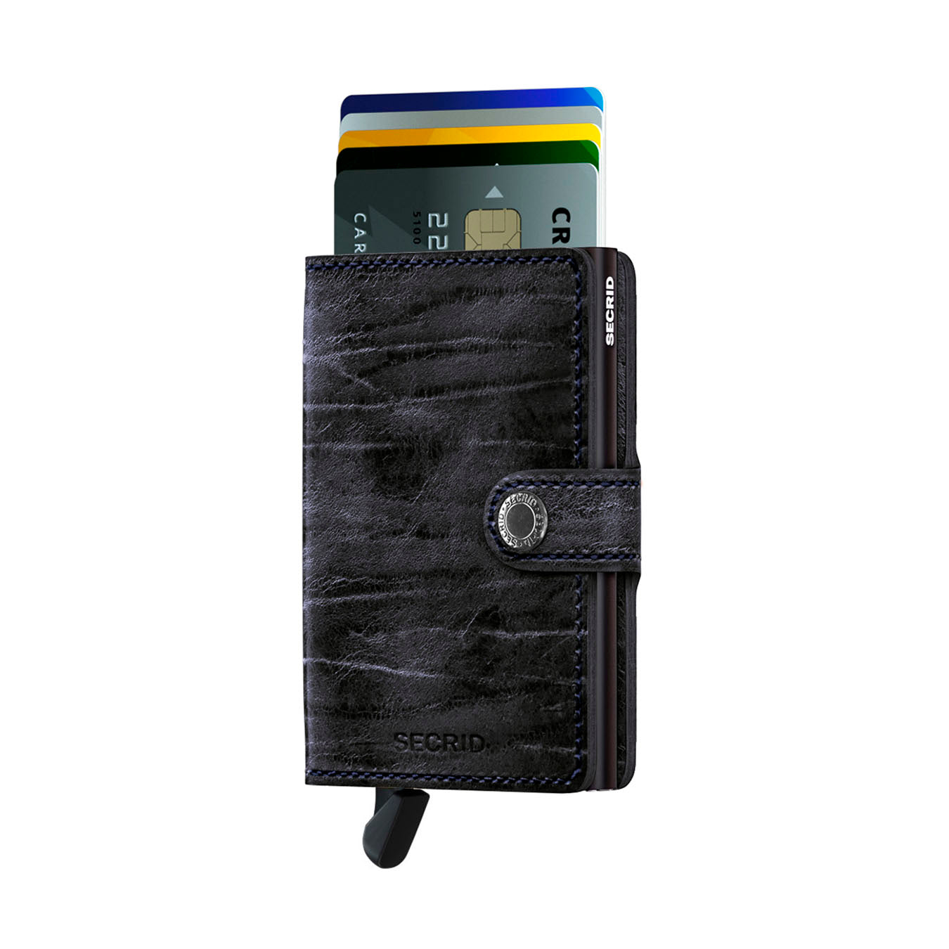 Secrid Miniwallet Dutch Martin│art. MDM-NIGHTBLUE│Pasjeshouder en Portemonnee│voorkant met uitgeschoven kaarten
