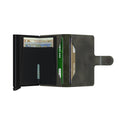 Secrid Miniwallet Vintage│Pasjeshouder en Portemonnee│art. MV-OLIVE-BLACK│geopend met betaalkaarten en contant geld