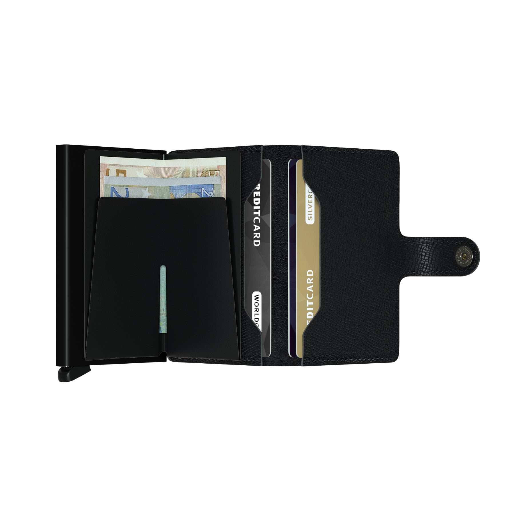 Secrid Miniwallet Crisple│art. MC-BLACK│Pasjeshouder│open met contant geld