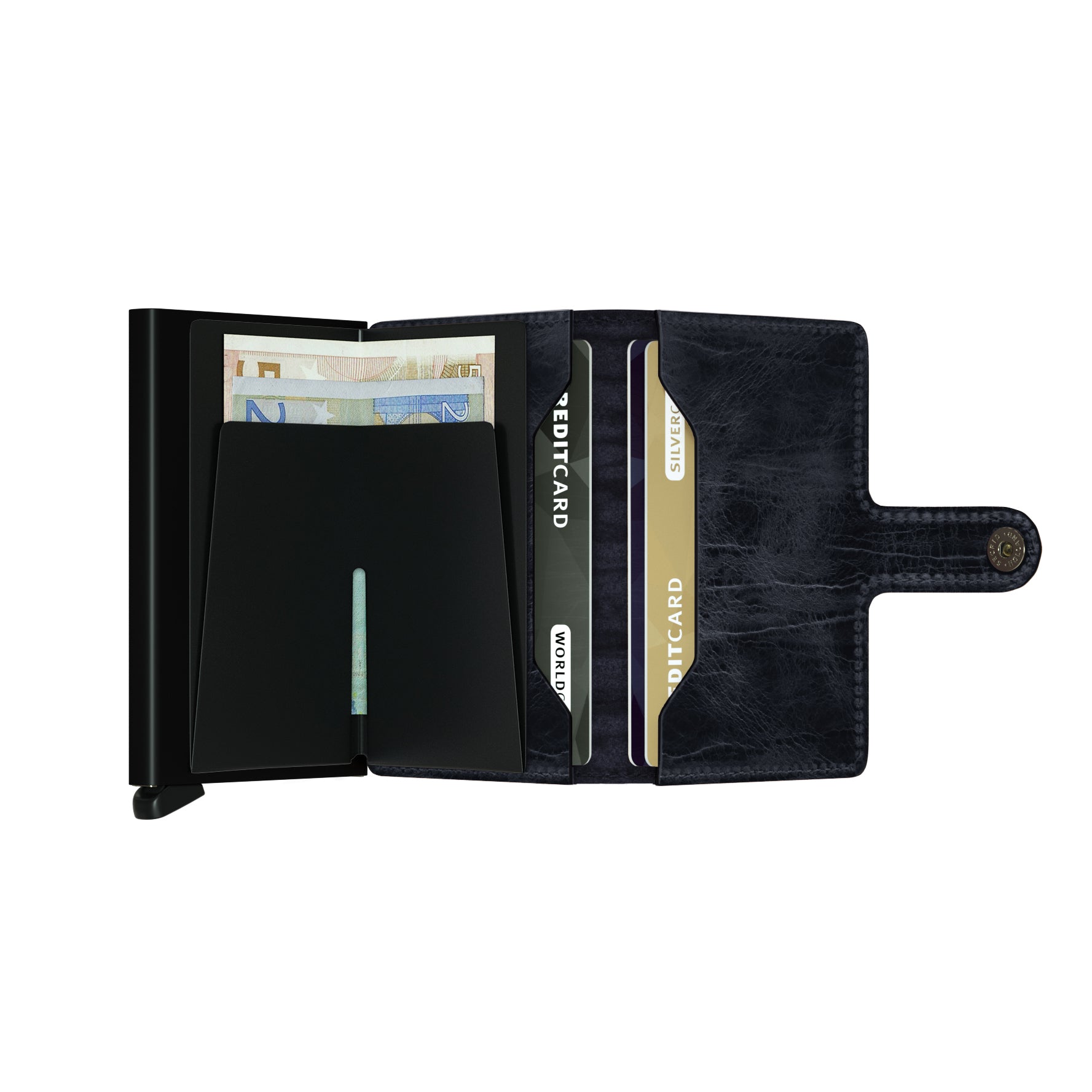 Secrid Miniwallet Dutch Martin│art. MDM-NIGHTBLUE│Pasjeshouder en Portemonnee│geopend  met contant geld
