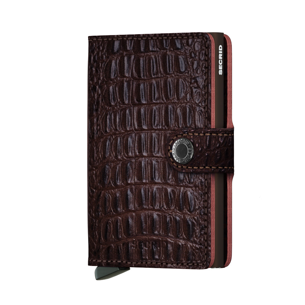 Secrid Miniwallet Nile│art. MN-BROWN│Pasjeshouder en Portemonnee│voorkant met witte achtergrond