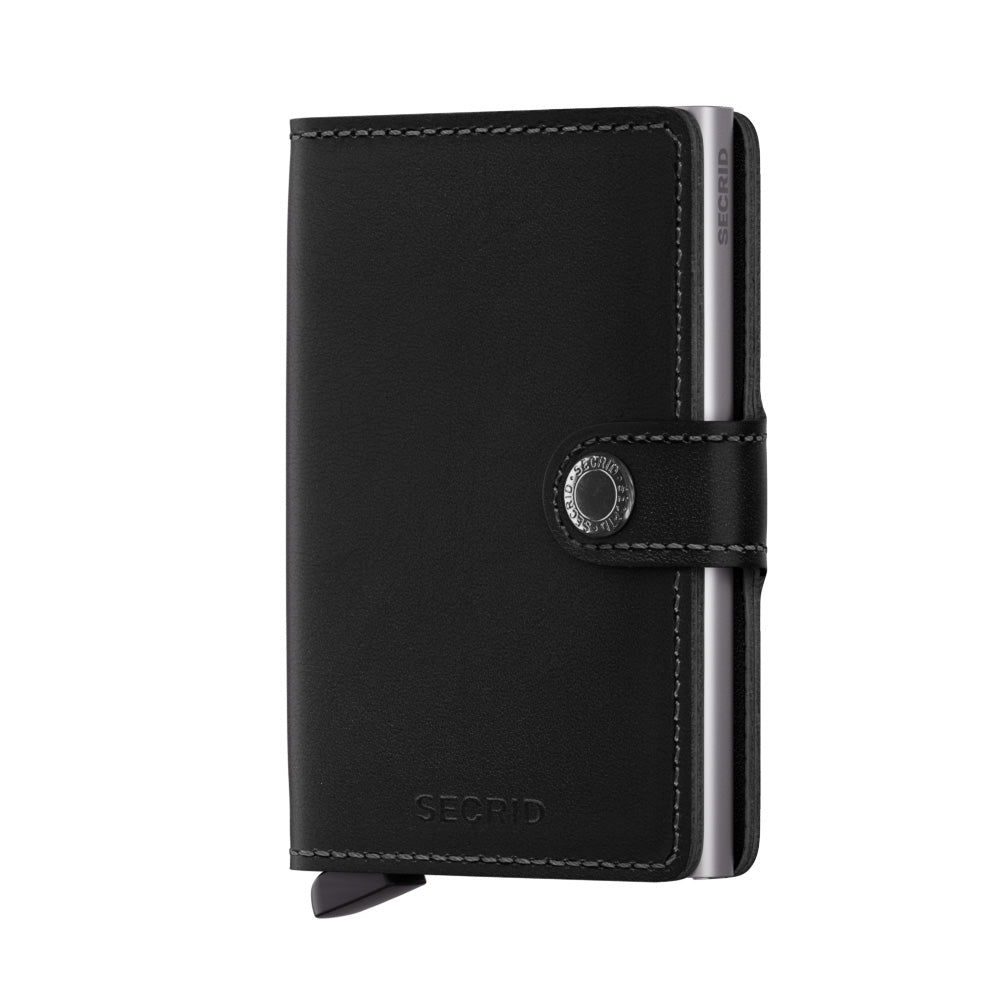 Secrid Miniwallet Original Zwart│Pasjeshouder en Portemonnee│art. M-BLACK│voorkant met witte achtergrond
