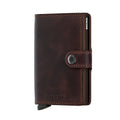 Secrid Miniwallet Vintage│art. MV-CHOCOLAT│Pasjeshouder en Portemonnee│vooraanzicht met witte achtergrond