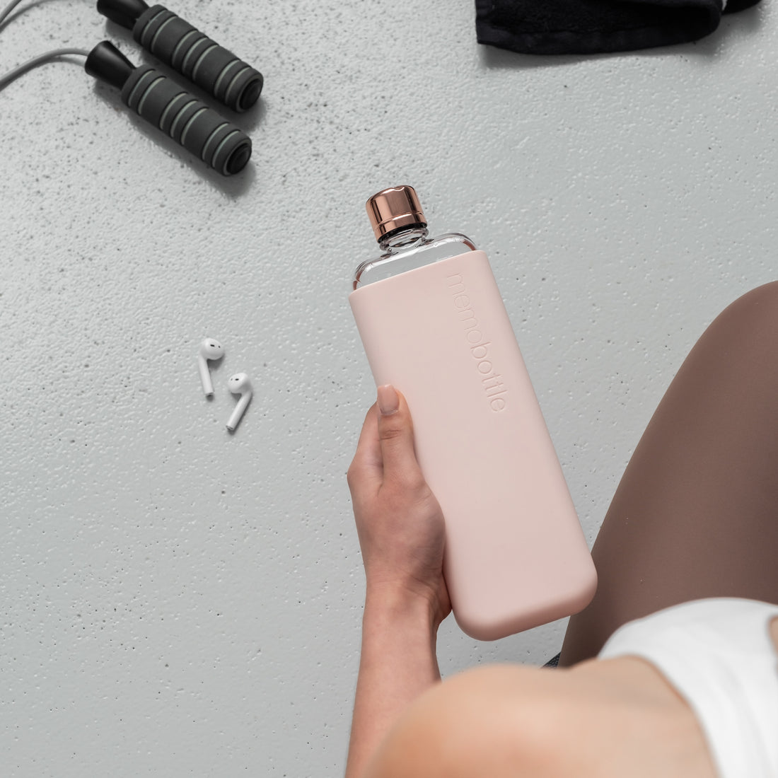 Memobottle Silicone Sleeve Slim Pale Coral│Drinkfles│foto voorkant zonder fles