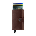 Secrid Miniwallet Veg│art. MVG-ESPRESSO-BROWN││Pasjeshouder│voorkant met uitgeschoven pasjes en clip