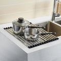 Rolmat RVS│Onderzetter en Afdruiprek│Happy Sinks by Magisso│art. EB-HS-002│naast spoelbak met pannen