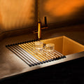 Rolmat RVS│Onderzetter en Afdruiprek│Happy Sinks by Magisso│art. EB-HS-002│boven spoelbak met theeglazen