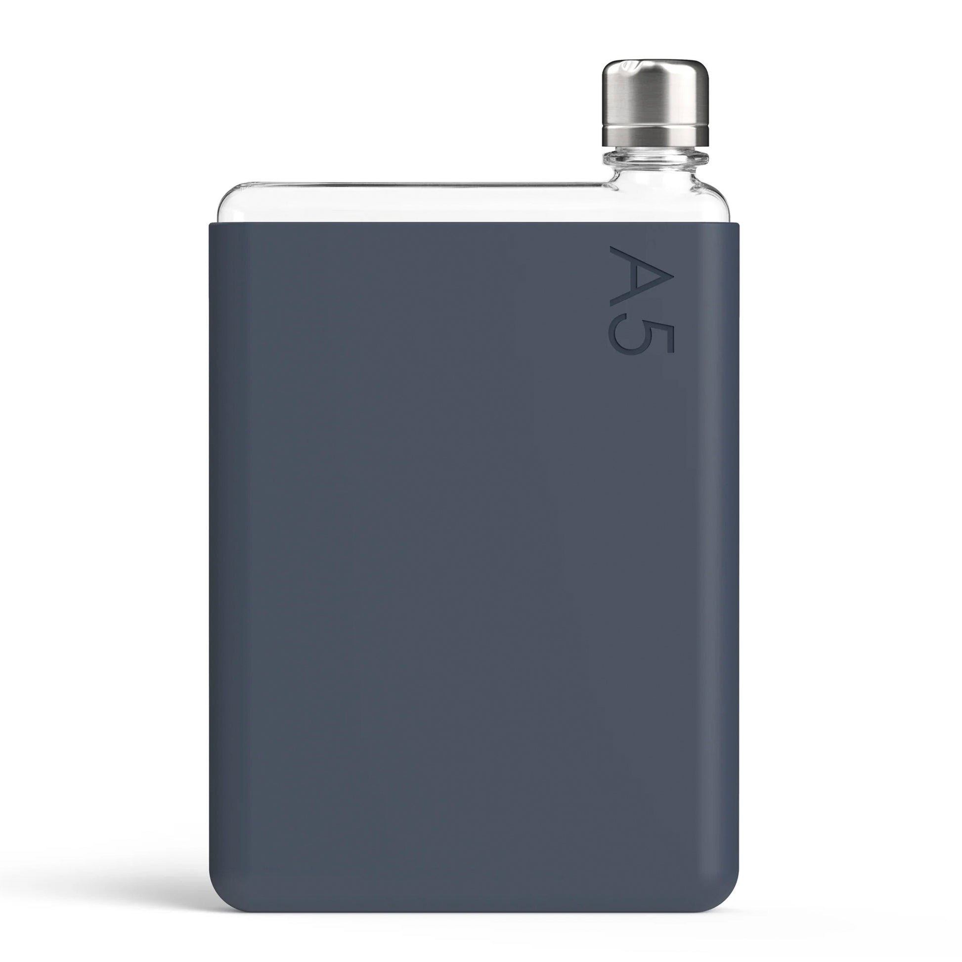 Memobottle Silicone Sleeve A5 Midnight Blue│Drinkfles│foto voorkant met fles