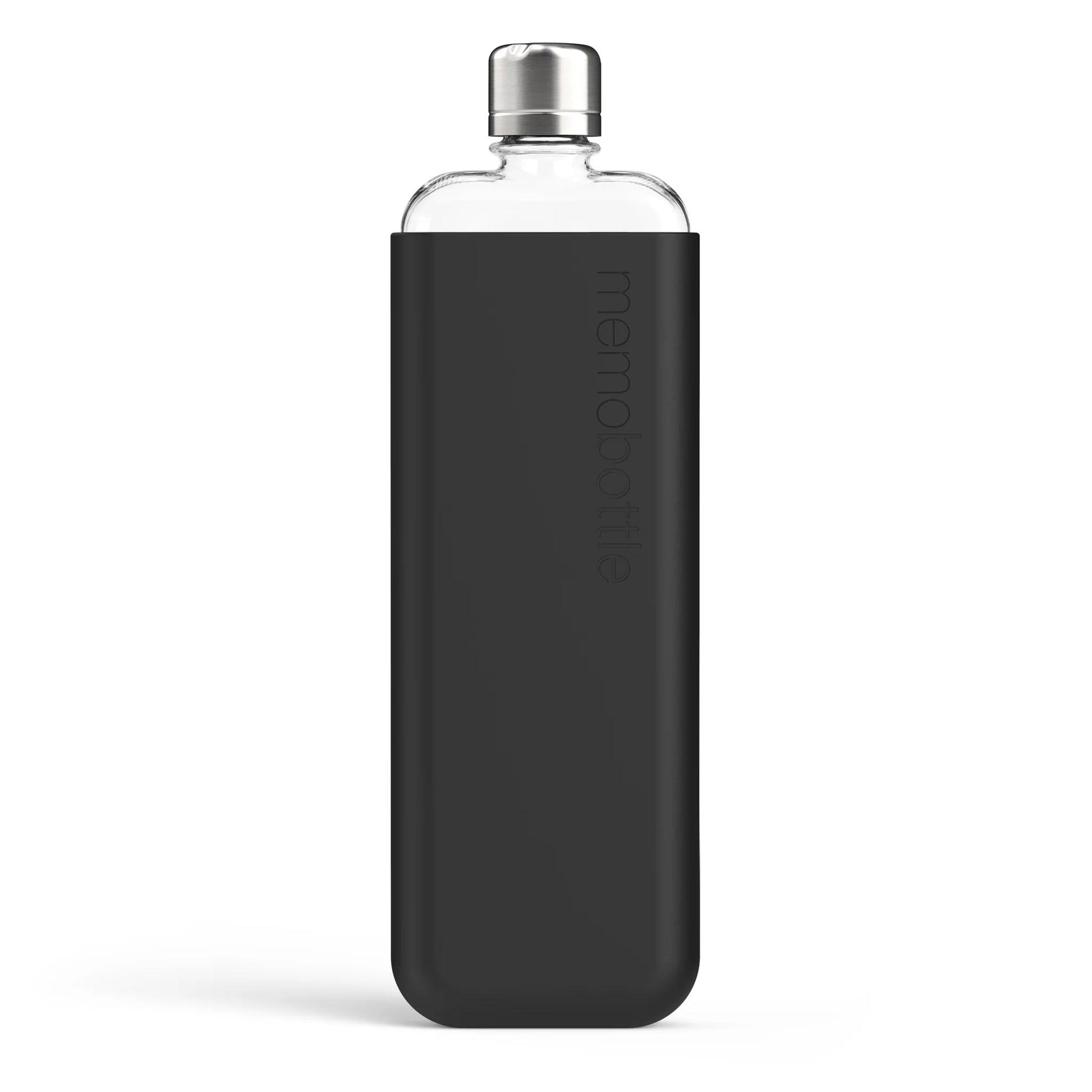 Memobottle Silicone Sleeve Slim Black Ink│Drinkfles│foto voorkant met fles