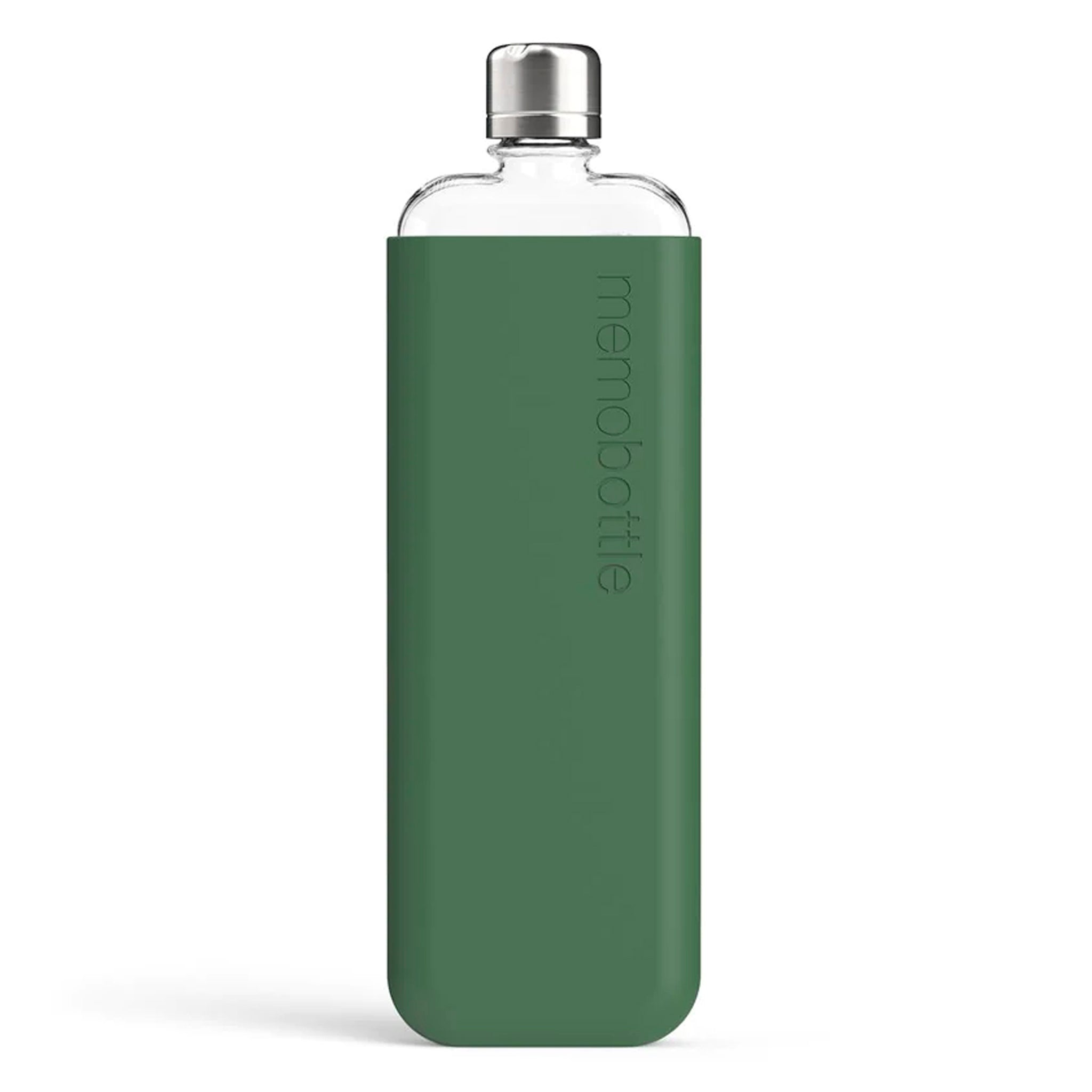 Memobottle Silicone Sleeve Slim Moss Green│Drinkfles│foto voorkant met fles