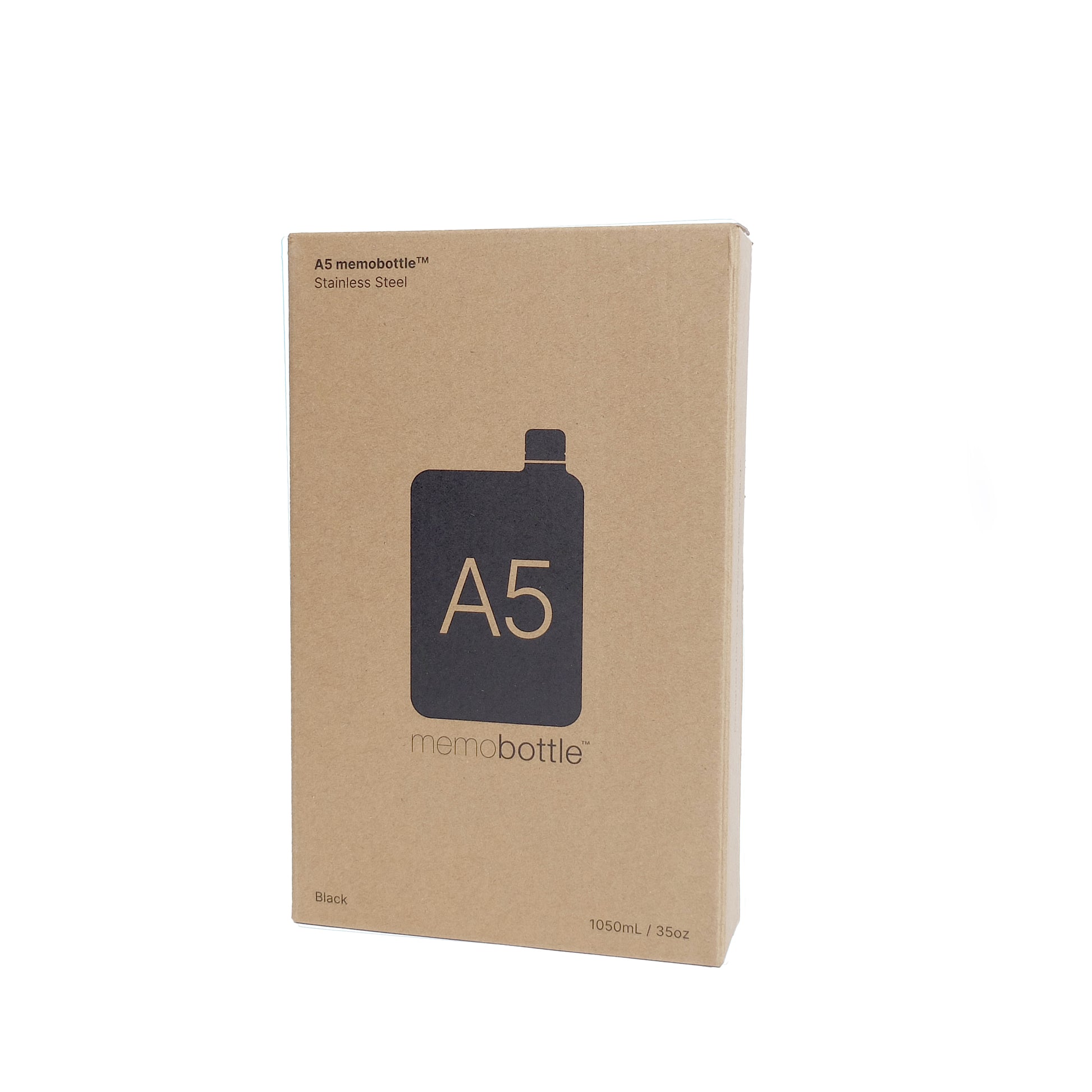 Memobottle Stainless Steel A5 Zwart│Drinkfles│foto verpakking