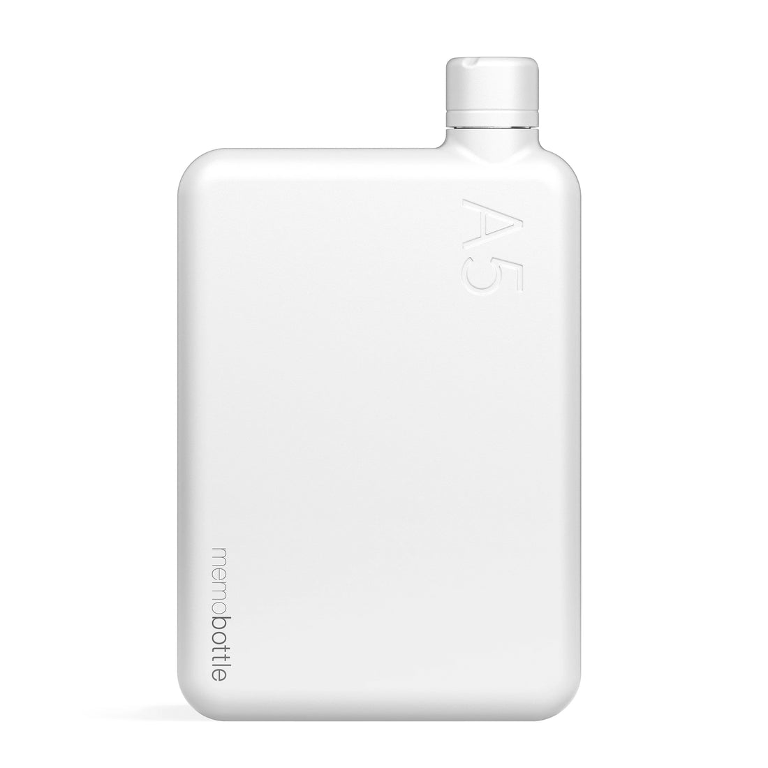 Memobottle Stainless Steel A5 Wit│Drinkfles│foto voorkant met witte achtergrond