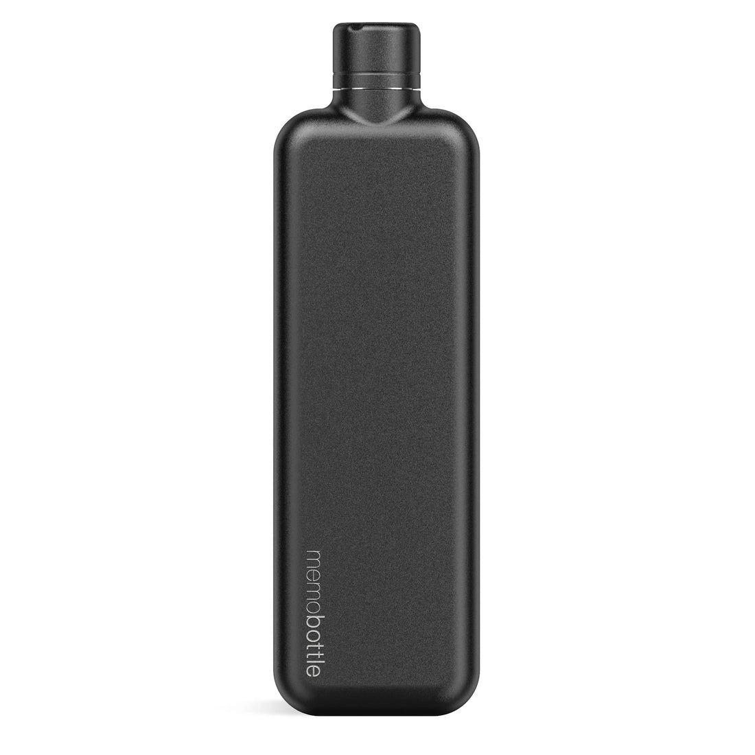 Memobottle Stainless Steel Slim│Zwart│Drinkfles│foto voorkant met witte achtergrond