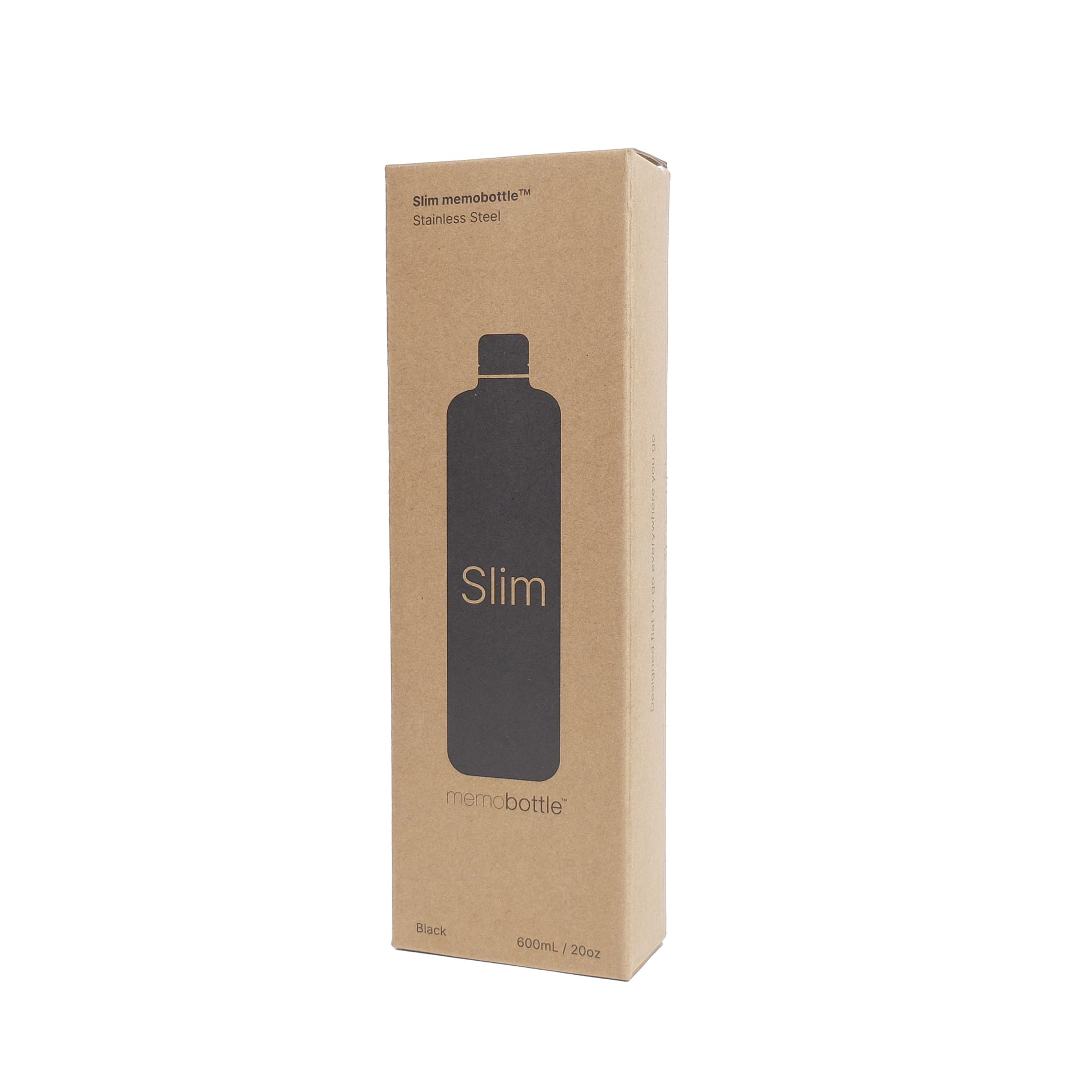 Memobottle Stainless Steel Slim│Zwart│Drinkfles│foto verpakking