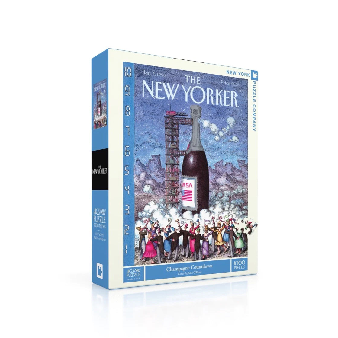 Puzzel the New Yorker│Champagne Countdown 1000 stukjes│New York Puzzle Company│art. NPZNY2249│verpakking met schaduw