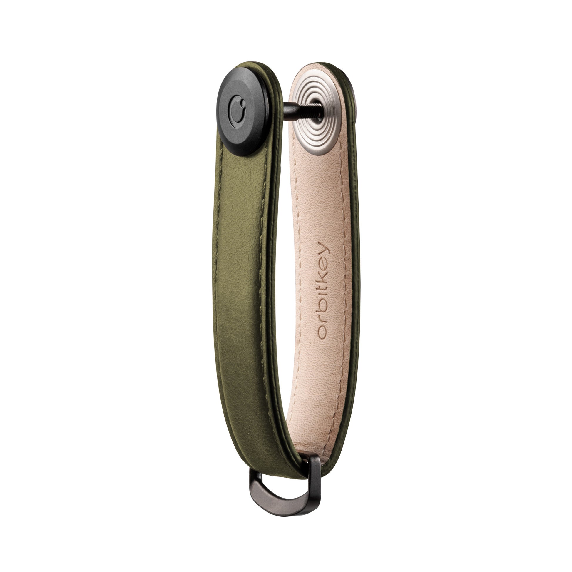 Key Organizer Orbitkey│Premium Leather Olive│art.KLTB-OLV-507 │sleutelhanger leervoorkant schuin zonder sleutels
