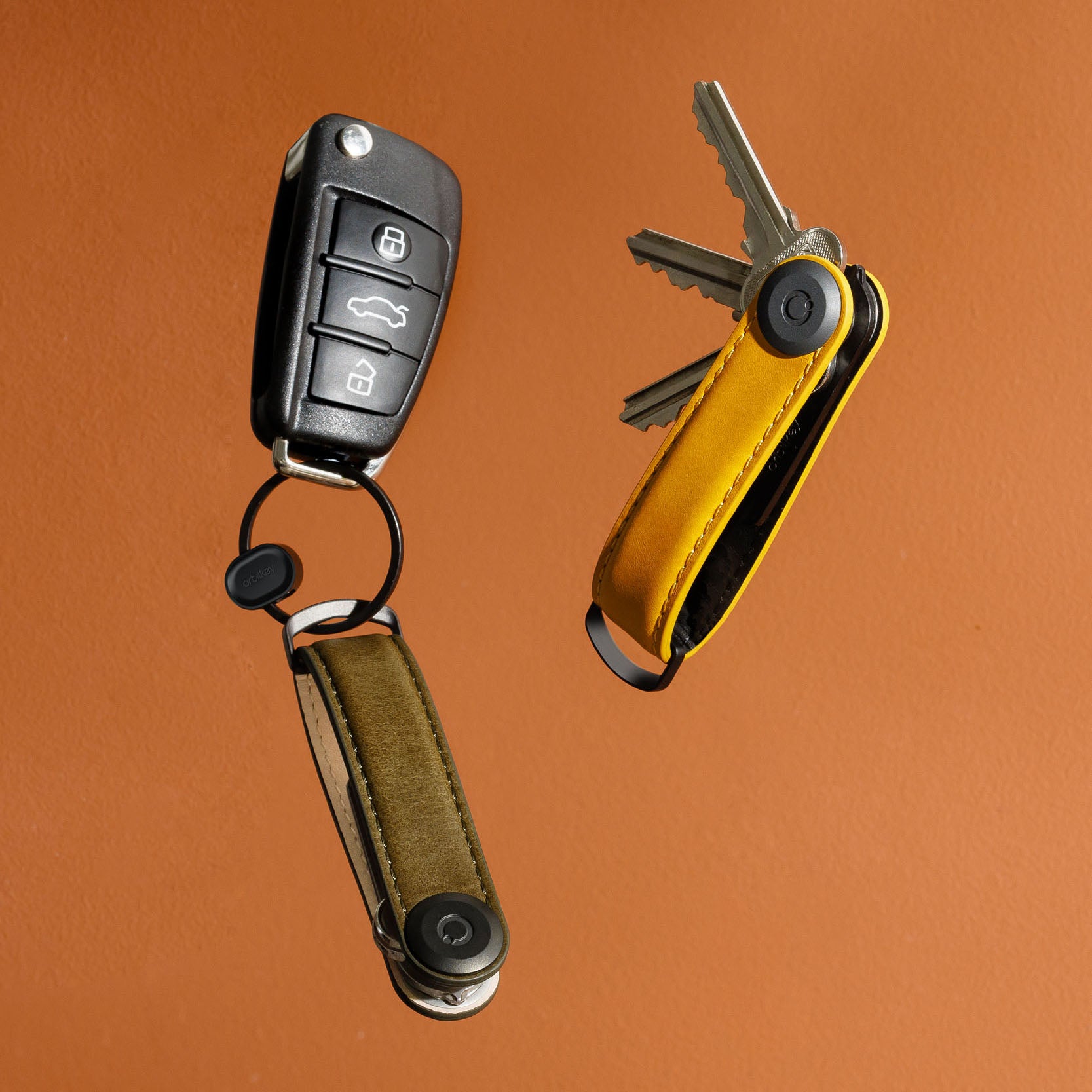 Key Organizer Orbitkey│Premium Leather Olive│art.KLTB-OLV-507 │sleutelhanger leermet Ring V2 en autosleutels