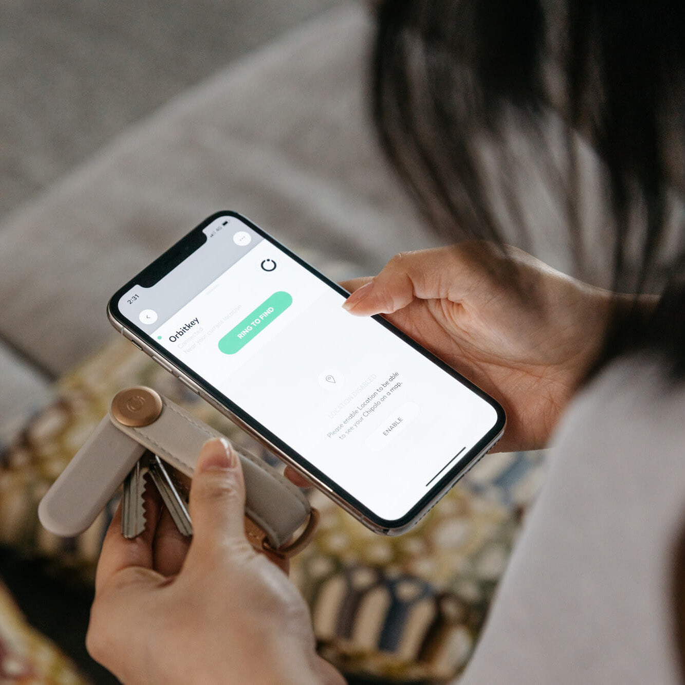 Orbitkey│Key Organiser│Chipolo Tracker Bluetooth Grijs│art. BTRO-1-STGY│met app op telefoon