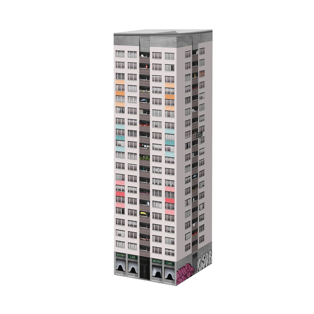 Memoblok Paperscraper Plattenbau Berlin│Notitieblok hoog gebouw│foto voorkant schuin