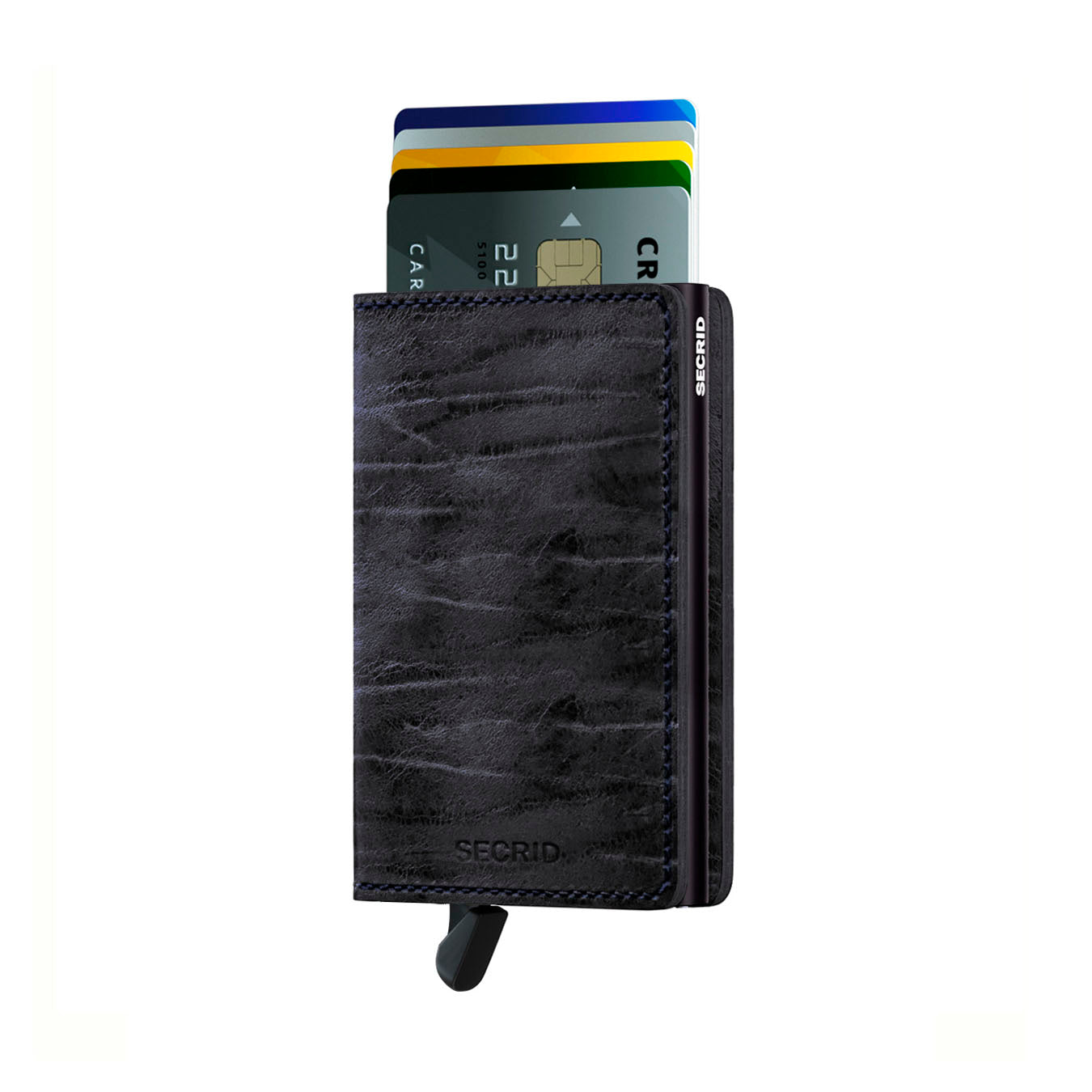 Secrid Slimwallet Dutch Martin│art. SDM-NIGHTBLUE│Pasjeshouder│voorkant met uitgeschoven pasjes en clip